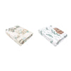 Set 2 cearceafuri cu elastic, MimiNu, Pentru patut leagan sau patut co-sleeper, 90x40 cm, Din bumbac, Material certificat Oeko Tex Standard 100, Zoo on Bikes Nugat and Lulu Natural - gogobaby.ro