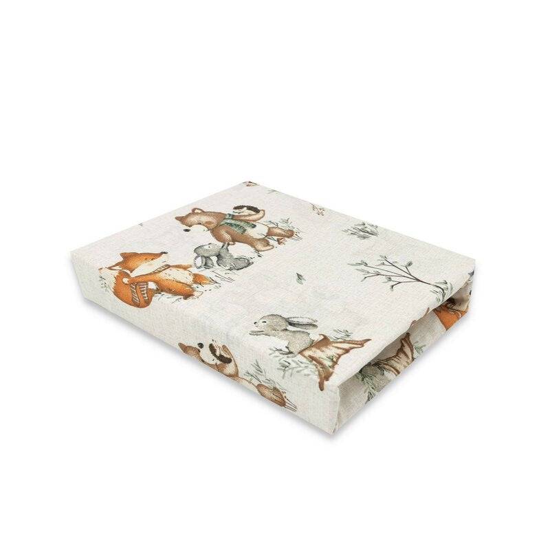 Cearceaf cu elastic, MimiNu, Pentru patut 120X60 cm, Din bumbac certificat Oeko Tex Standard 100, Design, Time for fun - gogobaby.ro