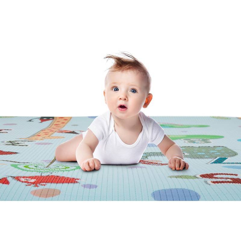 Covoras de joaca interactiv, Petite&Mars, Joy Max, Design Animale si cifre, Reversibil, Cu suprafata antiderapanta si impermeabila, 180 x 150 x 1.5 cm, 0 luni+, Conform standardului de securitate EN71-1 2 3, Multicolor - gogobaby.ro