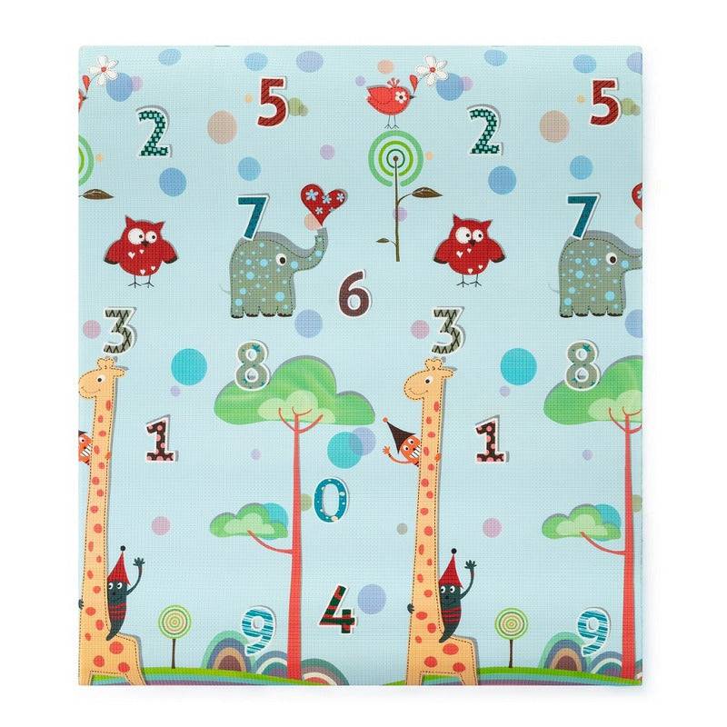 Covoras de joaca interactiv, Petite&Mars, Joy Max, Design Animale si cifre, Reversibil, Cu suprafata antiderapanta si impermeabila, 180 x 150 x 1.5 cm, 0 luni+, Conform standardului de securitate EN71-1 2 3, Multicolor - gogobaby.ro