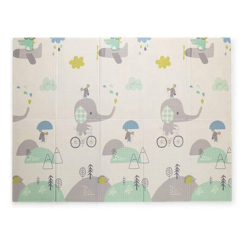 Covoras de joaca, Petite&Mars, Reversibil, Include geanta pentru transport, Pliabil si impermeabil, Non-toxic, 197 x 147 x 1 cm, Oras, 0 luni+, Multicolor - gogobaby.ro