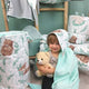Set 4 in 1 Cosulet bebelus, MimiNu, Baby Cocoon 75x55 cm, Husa bumbac, Din bumbac certificat Oeko Tex Standard 100, Cu paturica 50x70 cm, Cu salteluta, Cu perna fluture, Lulu Natural