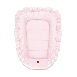 Cosulet bebelus, MimiNu, Pentru dormit, Baby Nest 55 x 75 cm, Cu Volanase, Din catifea, Pink - gogobaby.ro