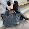 Geanta pentru mamici, Petite&Mars, Impermeabila, Cu 4 compartimente, 45 x 30 x 12 cm, Negru/Gri