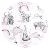 Lenjerie pat junior cu 3 piese, Qmini, Cu cearceaf 160x80 cm, Din bumbac certificat Oeko Tex Standard 100, Cu paturica si pernuta, Elephants on Rainbow Pink