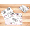 Lenjerie pat junior cu 3 piese, Qmini, Cu cearceaf 160x80 cm, Din bumbac certificat Oeko Tex Standard 100, Cu paturica si pernuta, Elephants on Rainbow Pink