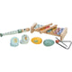 Set instrumente muzicale, Free2Play, 5 in 1, Contine xilofon, Fluier, Din lemn, Conform cu standardul european de securitate EN71/123, 3 ani+, Multicolor