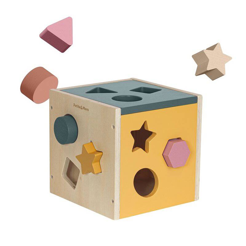 Cub de activitati, Petite&Mars, Gravity Wood of Mars, Cu 12 piese, 12 luni+, Multicolor - gogobaby.ro