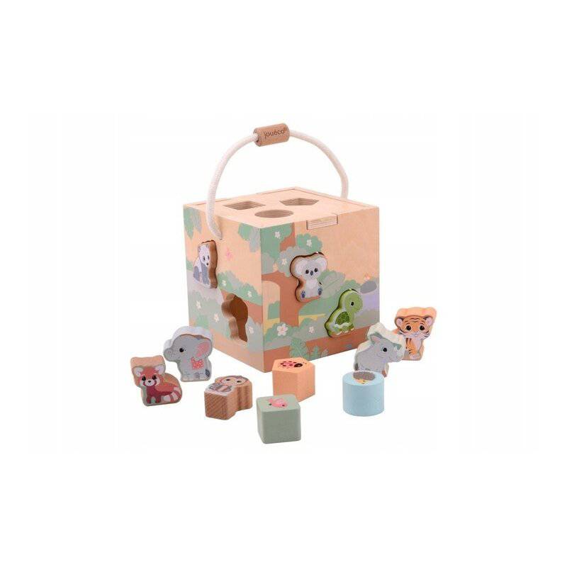 Joc de sortare, Joueco, The Wildies Family, Din lemn certificat FSC, 11 piese, Dezvolta coordonarea mana-ochi, 12 luni+, Multicolor