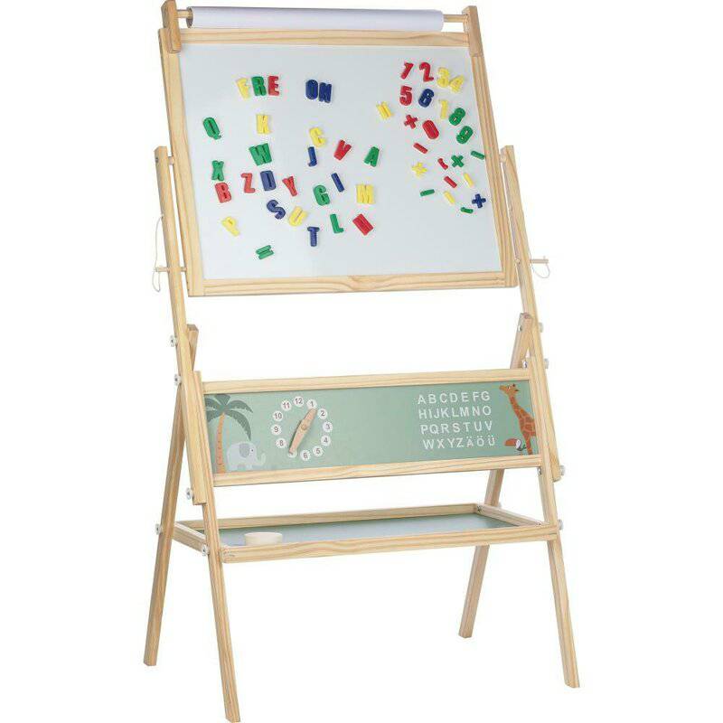 Tablita magnetica, Free2Play, 2 in 1, Cu litere si cifre magnetice, Din lemn, Conform cu standardul european de securitate EN71/123, 3 ani+, Multicolor - gogobaby.ro