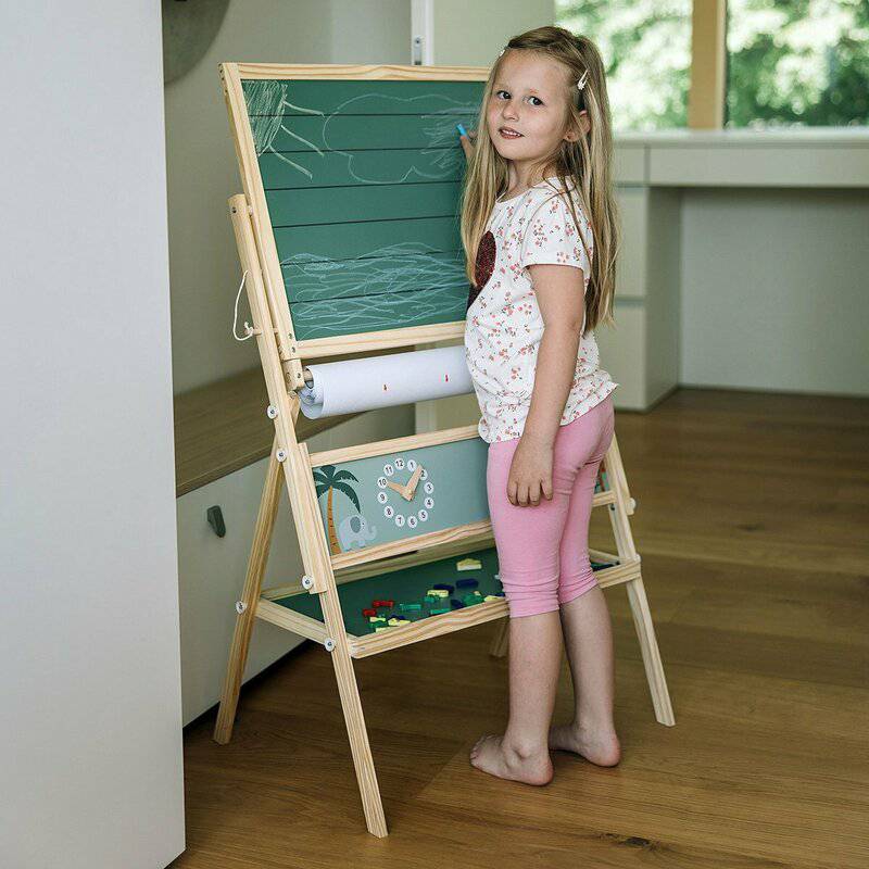 Tablita magnetica, Free2Play, 2 in 1, Cu litere si cifre magnetice, Din lemn, Conform cu standardul european de securitate EN71/123, 3 ani+, Multicolor - gogobaby.ro