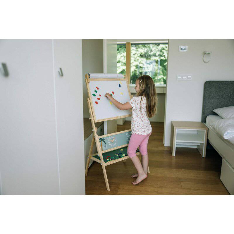 Tablita magnetica, Free2Play, 2 in 1, Cu litere si cifre magnetice, Din lemn, Conform cu standardul european de securitate EN71/123, 3 ani+, Multicolor - gogobaby.ro