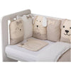 Lenjerie patut cu 12 piese, Bubaba, Pentru patut, Cu 8 aparatori laterale, Pernuta, Paturica, Husa pentru paturica, Cearceaf pentru saltele 120x60 cm sau 140x70 cm, Sleep Quardian Beige