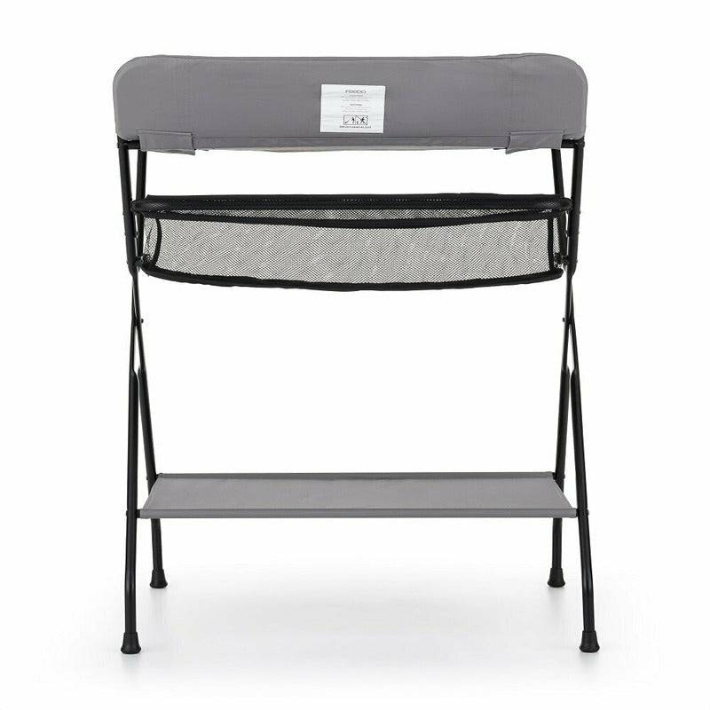 Masuta pentru infasat si schimbat scutece, Feedo, Multifunctionala, Pliabila, Cu raft pentru depozitare si compartiment lateral, Realizata din fier, panza si in, 80.5 x 67 x 102.5 cm, Gri - gogobaby.ro