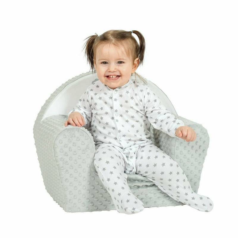 Fotoliu din burete, New Baby, Fox, Pentru copii, Din tesatura minky, 9 luni - 5 ani, Cu Husa detasabila, Gray - gogobaby.ro