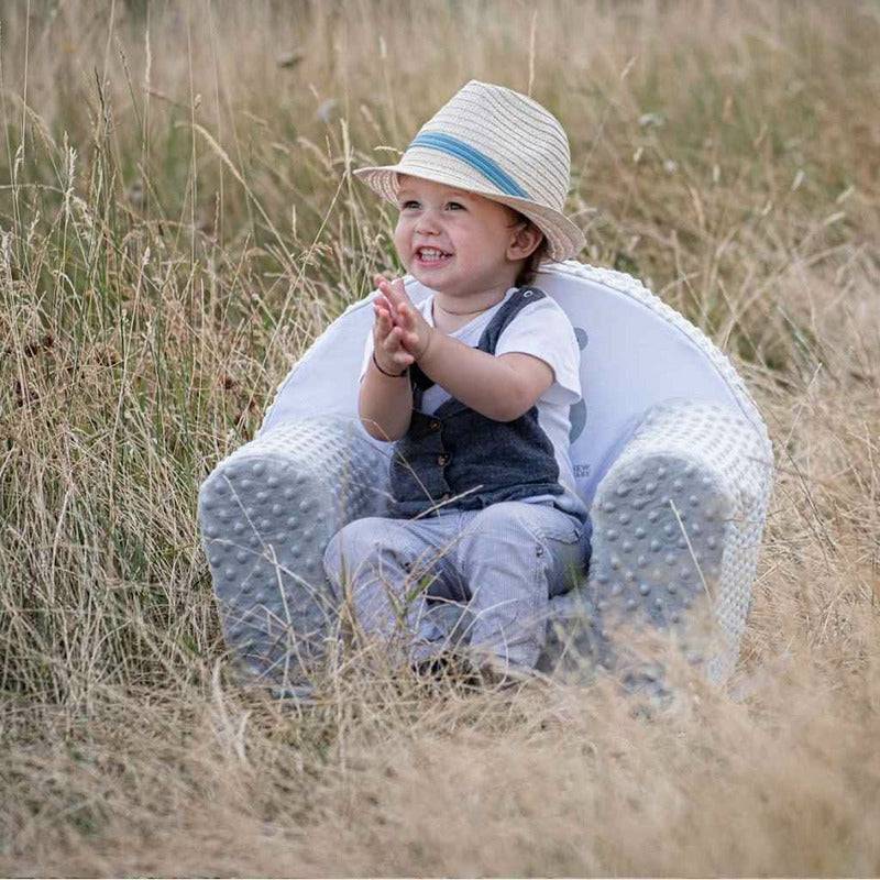Fotoliu din burete, New Baby, Fox, Pentru copii, Din tesatura minky, 9 luni - 5 ani, Cu Husa detasabila, Gray - gogobaby.ro
