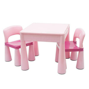 Set masuta si doua scaune, New Baby, Pentru copii, Pink, Cu parte detasabila si reversibila, Partea reversibila pentru Lego Duplo - gogobaby.ro