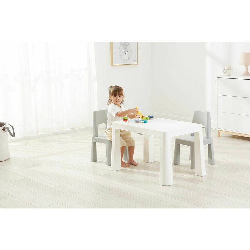 Set masuta si doua scaune, FreeON, Neo, Pentru copii, Cu doua sertare, Cu masa reglabila la doua inaltimi, Conform cu standardele europene de securitate EN71-1;2018, EN71-2:2020, EN71-3:2021, Gri - gogobaby.ro