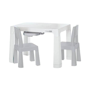 Set masuta si doua scaune, FreeON, Neo, Pentru copii, Cu doua sertare, Cu masa reglabila la doua inaltimi, Conform cu standardele europene de securitate EN71-1;2018, EN71-2:2020, EN71-3:2021, Gri - gogobaby.ro