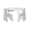 Set masuta si doua scaune, FreeON, Neo, Pentru copii, Cu doua sertare, Cu masa reglabila la doua inaltimi, Conform cu standardele europene de securitate EN71-1;2018, EN71-2:2020, EN71-3:2021, Gri - gogobaby.ro