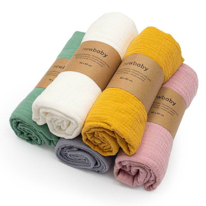 Paturica moale bebe, New Baby, Cu multiple intrebuintari, 60x60 cm, Din muselina, 100% bumbac, Pink - gogobaby.ro