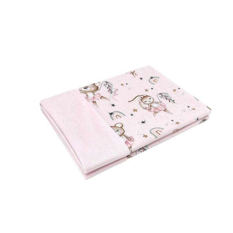 Paturica pufoasa, MimiNu, Cu doua fete, Dimensiune 75x100 cm, Din tesatura de catifea si bumbac, Materiale certificate Oeko Tex Standard 100, Design, Little Ballerina Pink