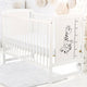Patut din lemn bebe, 120x60 cm, Din lemn de pin si mdf, Stabil si rezistent, Inaltime saltea reglabila pe 3 nivele, Laterala cu 3 bete detasabile, EN716-1, EN716-2, Alb, Babyneeds, Timmi Girafa + Saltea 10 cm