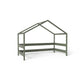 Patut tip casuta din lemn junior, 160x80 cm, Din lemn certificat FSC, Transformabil in casuta de joaca, Cu bariera de protectie, In stil scandinav, Verde, YappyKids, YappyHytte Bed