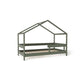 Patut tip casuta din lemn junior, 160x80 cm, Din lemn certificat FSC, Transformabil in casuta de joaca, Cu bariera de protectie, In stil scandinav, Verde, YappyKids, YappyHytte Bed