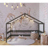 Patut tip casuta din lemn junior, 160x80 cm, Din lemn certificat FSC, Transformabil in casuta de joaca, Cu bariera de protectie, In stil scandinav, Verde, YappyKids, YappyHytte Bed