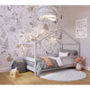 Patut tip casuta din lemn junior, 160x80 cm, Din lemn certificat FSC, Transformabil in casuta de joaca, Cu bariera de protectie, In stil scandinav, Gri, YappyKids, YappyHytte Bed - gogobaby.ro