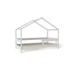 Patut tip casuta din lemn junior, 160x80 cm, Din lemn certificat FSC, Transformabil in casuta de joaca, Cu bariera de protectie, In stil scandinav, Gri, YappyKids, YappyHytte Bed - gogobaby.ro