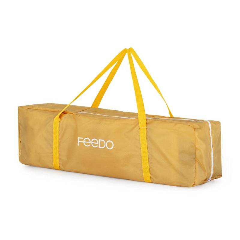 Patut de calatorie, Feedo, Pliabil, Cu geanta de transport inclusa, Cu intrare laterala si inchidere prin fermoar, Greutate maxima suportata 15 kg, 0-30 luni, Galben - gogobaby.ro