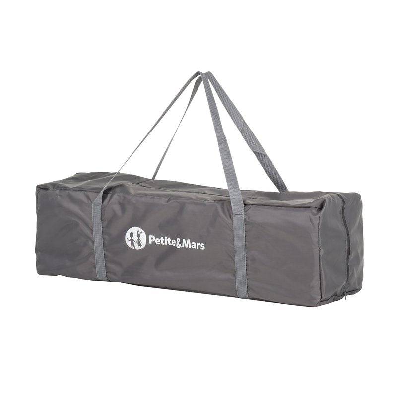 Patut pliant, Petite&Mars, Cu un nivel, Cu intrare laterala cu fermoar, 2 roti, 120x60 cm, Conform cu standardele europene de securitate EN 716-1:207+AC:2019, EN 716-2:2017, EN 71-3:2019, Vulpita Turquoise - gogobaby.ro