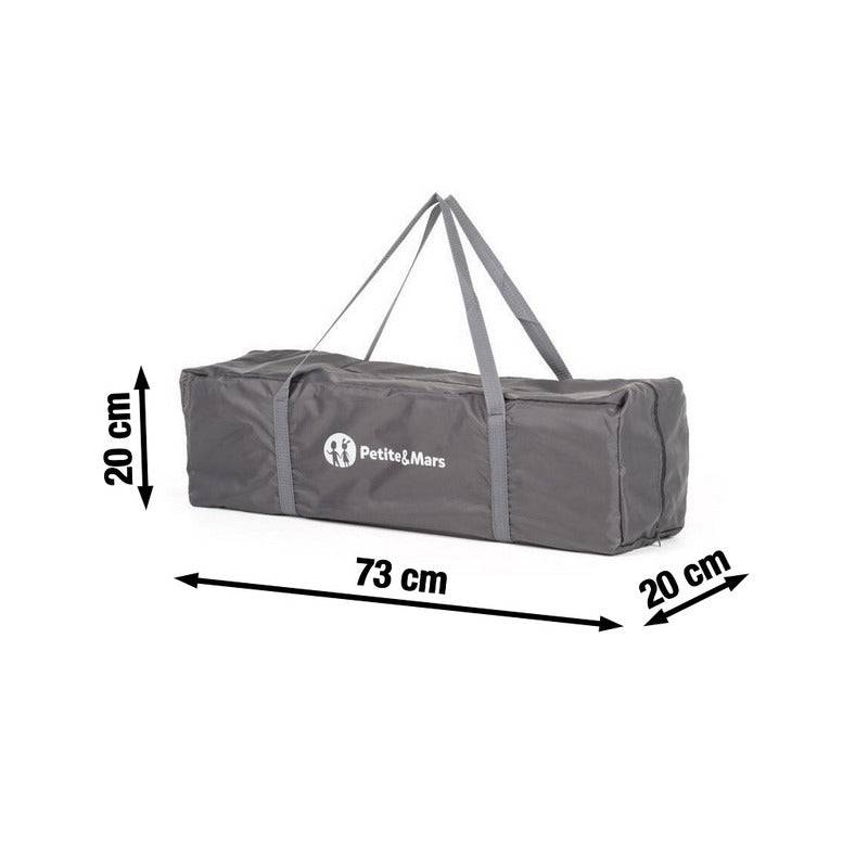 Patut pliant, Petite&Mars, Cu un nivel, Cu intrare laterala cu fermoar, 2 roti, 120x60 cm, Conform cu standardele europene de securitate EN 716-1:207+AC:2019, EN 716-2:2017, EN 71-3:2019, Vulpita Turquoise - gogobaby.ro
