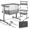 Patut co-sleeper, Lionelo, Aurora, 3 in 1, Cu leganare si setare unghiulara, Include saltea cu densitate T25 si geanta transport, Reglabil in 5 pozitii pe inaltime, Pana la 9 kg, 0 luni+, 85x60x66 cm, Conform cu EN 1130:2019+AC:2020, EN 16890:2, Gri - gogobaby.ro