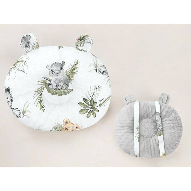 Perna bebelusi, Qmini, Ursulet, Multifunctionala, Cu doua fete, Tesatura pufoasa minky si bumbac, Materiale certificate Oeko Tex Standard 100, 30x23 cm, Minky Safari - gogobaby.ro