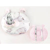 Perna bebelusi, Qmini, Ursulet, Multifunctionala, Cu doua fete, Tesatura pufoasa minky si bumbac, Materiale certificate Oeko Tex Standard 100, 30x23 cm, Minky Elephants on Rainbow Pink - gogobaby.ro