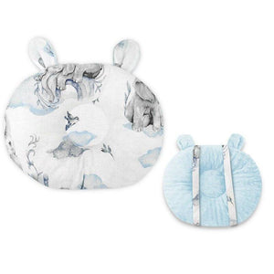 Perna bebelusi, Qmini, Ursulet, Multifunctionala, Cu doua fete, Tesatura pufoasa minky si bumbac, Materiale certificate Oeko Tex Standard 100, 30x23 cm, Minky Elephants on Rainbow Blue - gogobaby.ro
