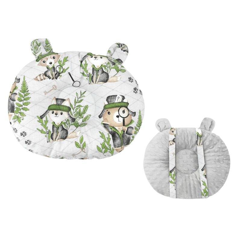 Perna bebelusi, MimiNu, Ursulet, Multifunctionala, Cu doua fete, Tesatura pufoasa minky si bumbac, Materiale certificate Oeko Tex Standard 100, Design, Minky Detective Natural - gogobaby.ro