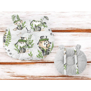 Perna bebelusi, MimiNu, Ursulet, Multifunctionala, Cu doua fete, Tesatura pufoasa minky si bumbac, Materiale certificate Oeko Tex Standard 100, Design, Minky Detective Natural - gogobaby.ro