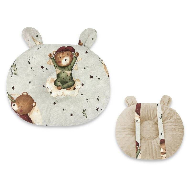 Perna bebelusi, MimiNu, Ursulet, Multifunctionala, Cu doua fete, Tesatura pufoasa minky si bumbac, Materiale certificate Oeko Tex Standard 100, 30x23 cm, Teddy Bear On Moon - gogobaby.ro