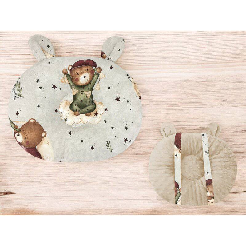 Perna bebelusi, MimiNu, Ursulet, Multifunctionala, Cu doua fete, Tesatura pufoasa minky si bumbac, Materiale certificate Oeko Tex Standard 100, 30x23 cm, Teddy Bear On Moon - gogobaby.ro