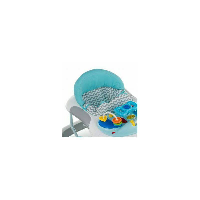 Premergator, Petite&Mars, Monty, Panou interactiv, Reglabil pe inaltime, Roti, Sustine 12 kg, Chevron Blue - gogobaby.ro
