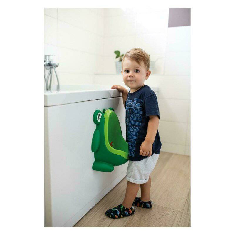 Pisoar baieti, FreeON, Frog, Cu ventuze, Cu tinta rotativa, Green - gogobaby.ro