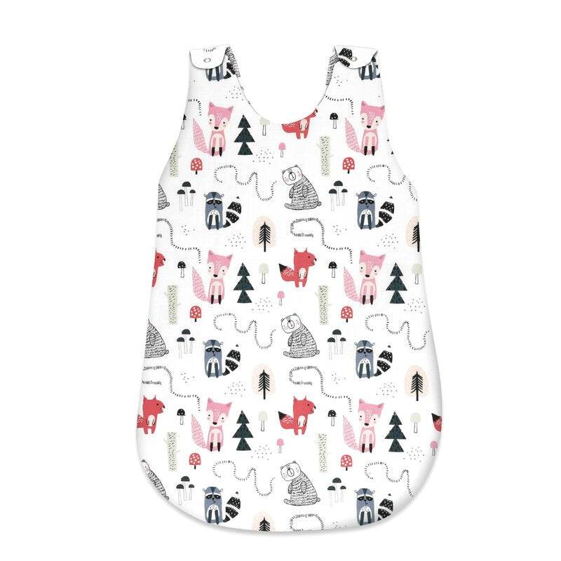Sac de dormit, MimiNu, Pentru bebelusi, De iarna, Din bumbac certificat Oeko Tex Standard 100, Cu fermoar lateral, Cu capse pe umar, 70 cm, 0 - 6 luni, 2.5 Tog, Fox - gogobaby.ro