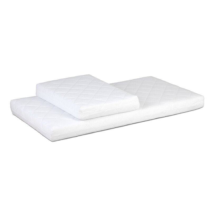 Set saltele, Pentru copii, 190x70x11 cm (140x70x11 cm + 50x70x11 cm ), Fibra de cocos si spuma, Husa detasabila si lavabila, 100% Bumbac, Alb, YappyKids, YappyGrow - gogobaby.ro