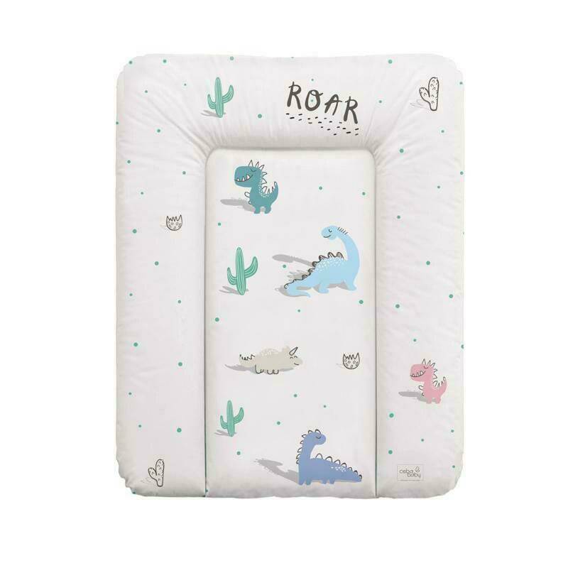 Saltea de infasat, Ceba Baby moale cu dinozauri, Fara ftalati, 70 x 50 cm, Multicolor