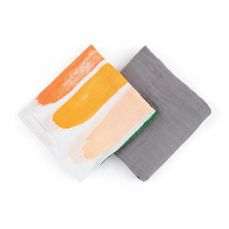 Set 2 museline, Feedo, Din bambus, Multifunctionale, Hipoalergenice, Cu indicator de varsta, Conform standardului european de securitate Oeko-Tex 100, Dimensiuni mari:120x120 cm, Multicolor - gogobaby.ro