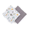 Set 2 scutece, Petite&Mars, Misty Grey Planes, Din muselina de bambus, Hipoalergenice, Dimensiuni mari 120 x 120 cm, Certificate Oeko Tex Standard 100, Multicolor